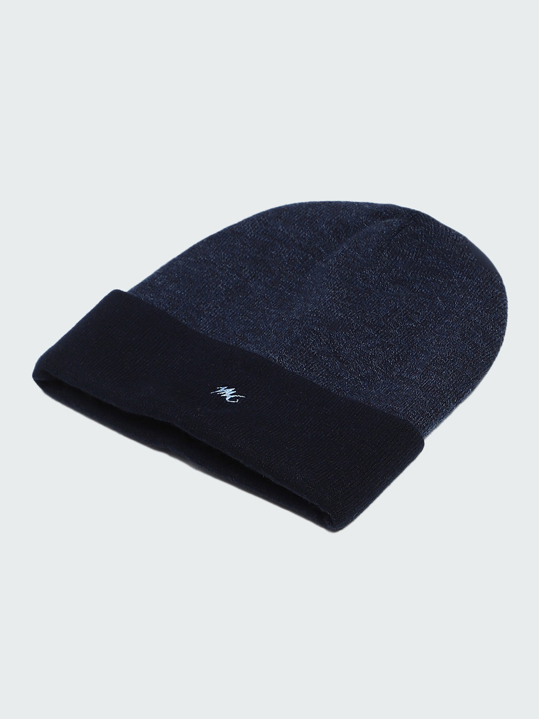 Men Navy Blue Self Design Cap
