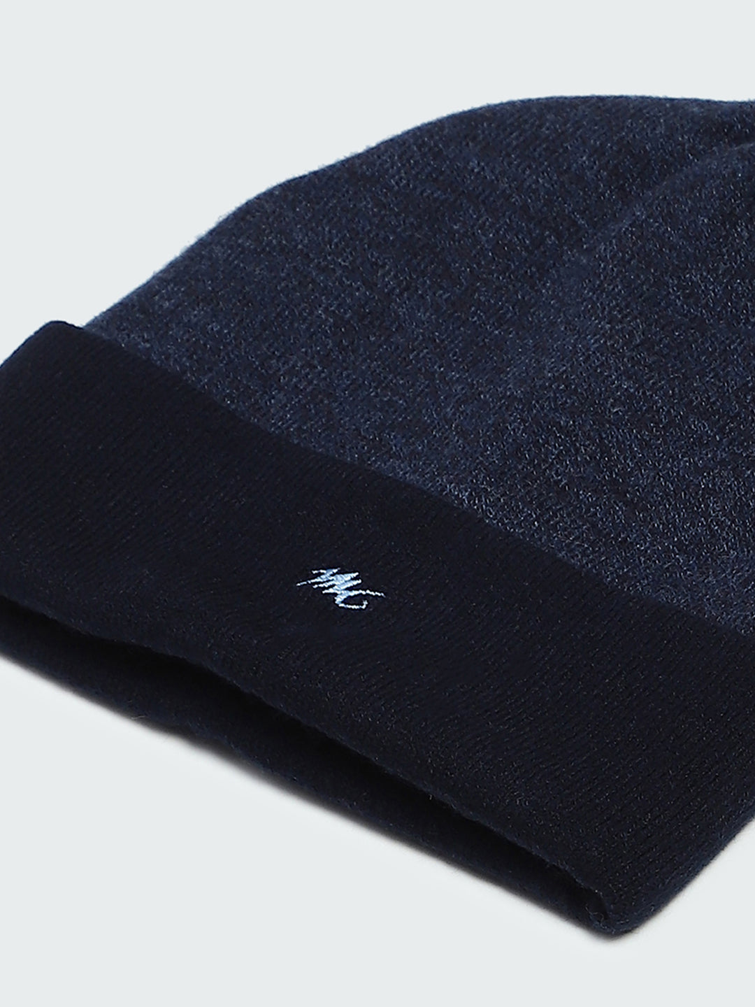 Men Navy Blue Self Design Cap