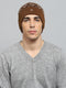 Men Brown Self Design Cap
