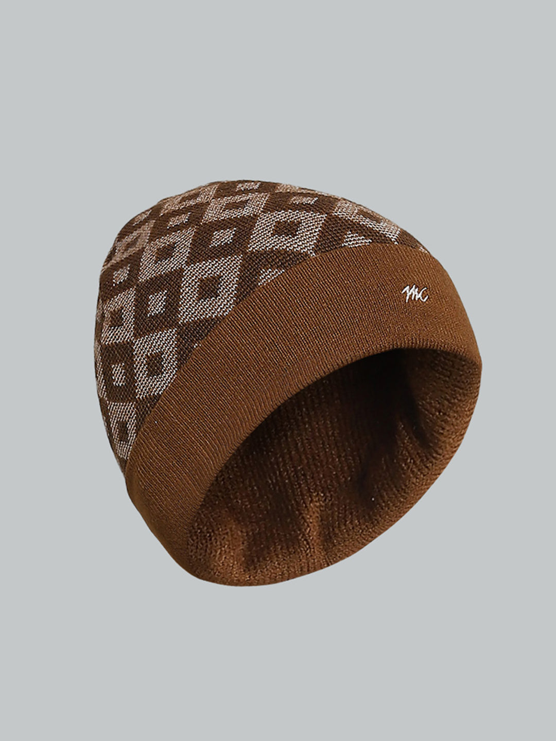 Men Brown Self Design Cap
