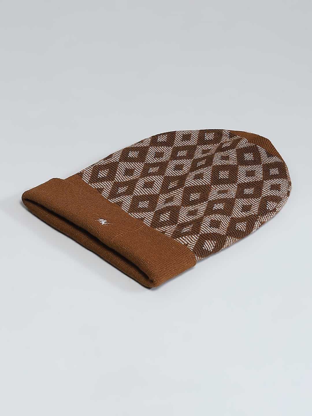 Men Brown Self Design Cap