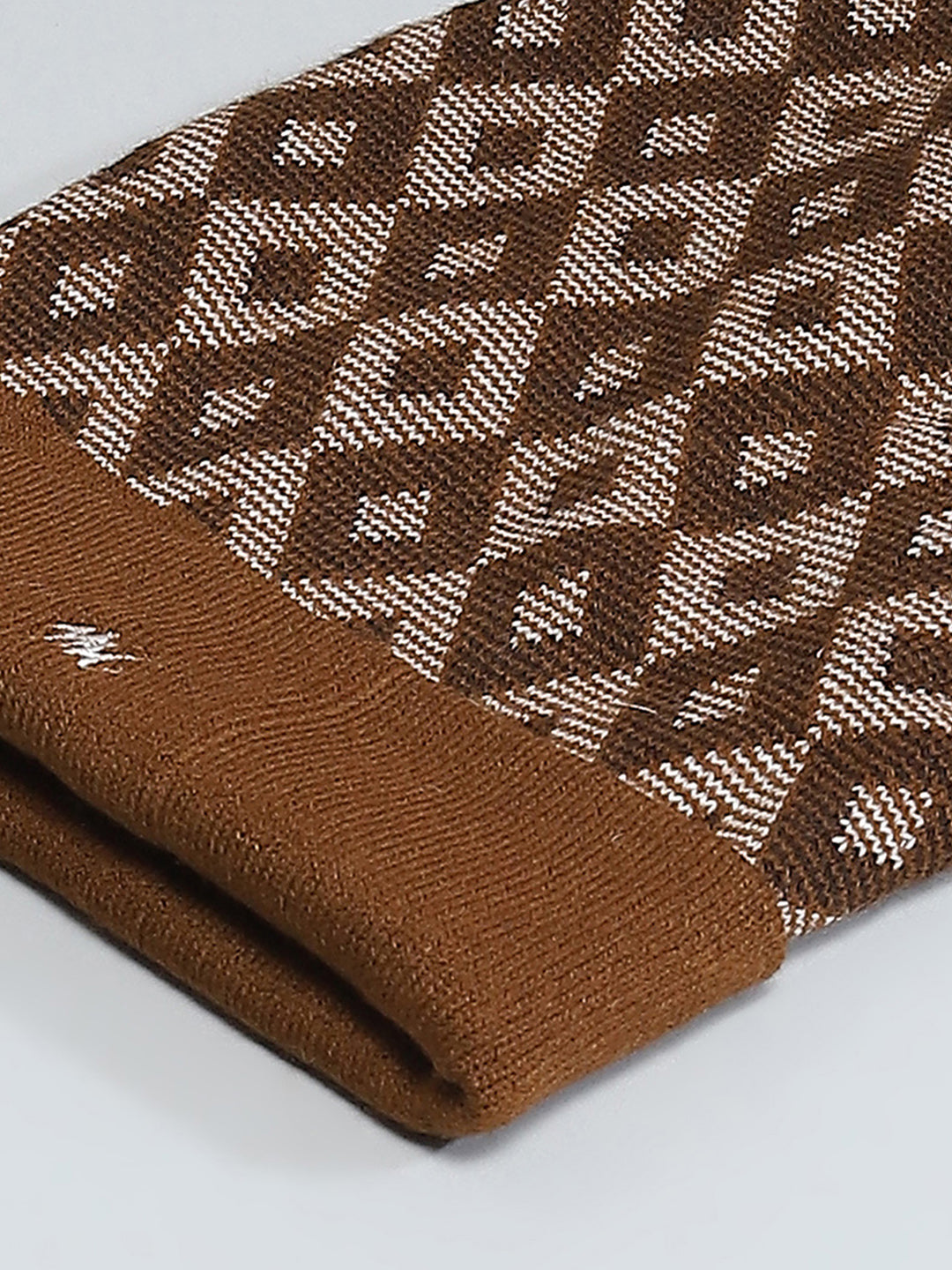 Men Brown Self Design Cap