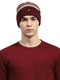 Men Red Self Design Blend Wool Cap