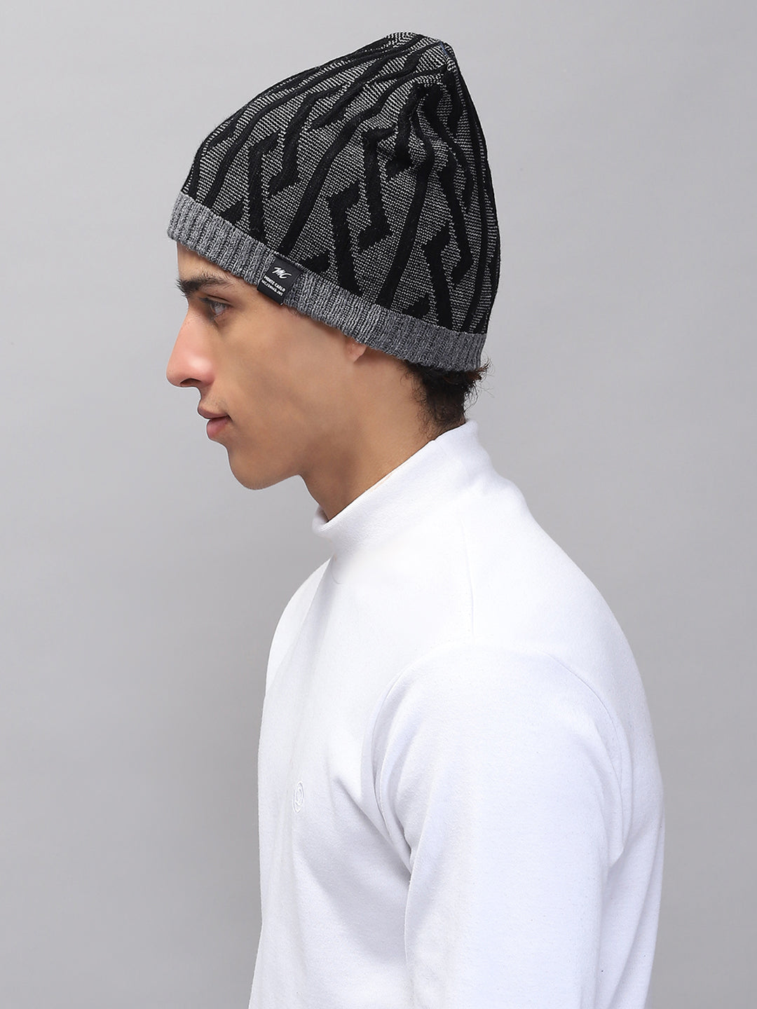 Men Grey Self Design Cap