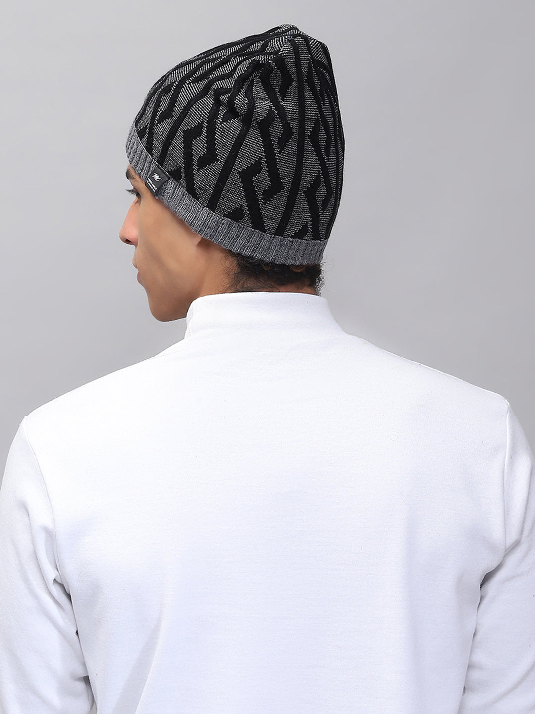 Men Grey Self Design Cap