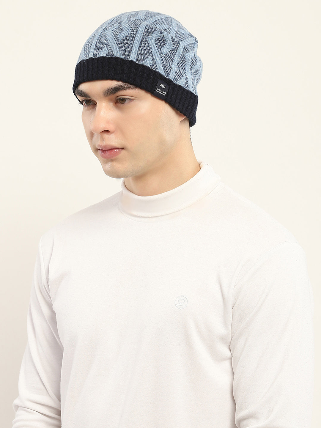 Men Grey Self Design Cap