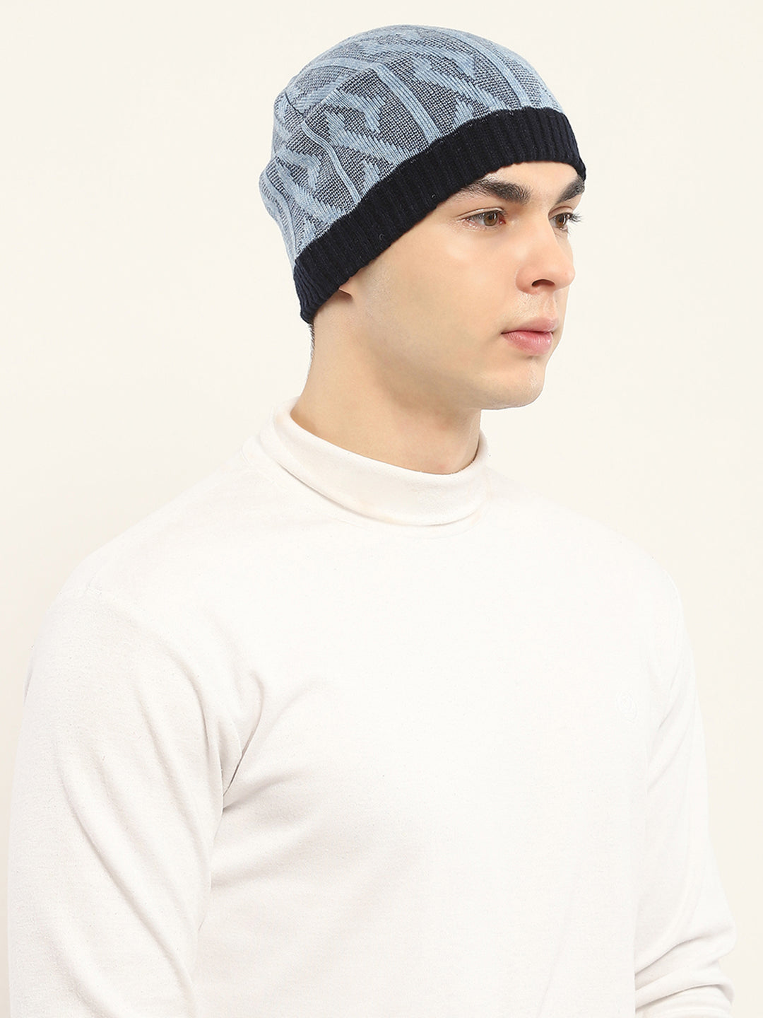Men Grey Self Design Cap