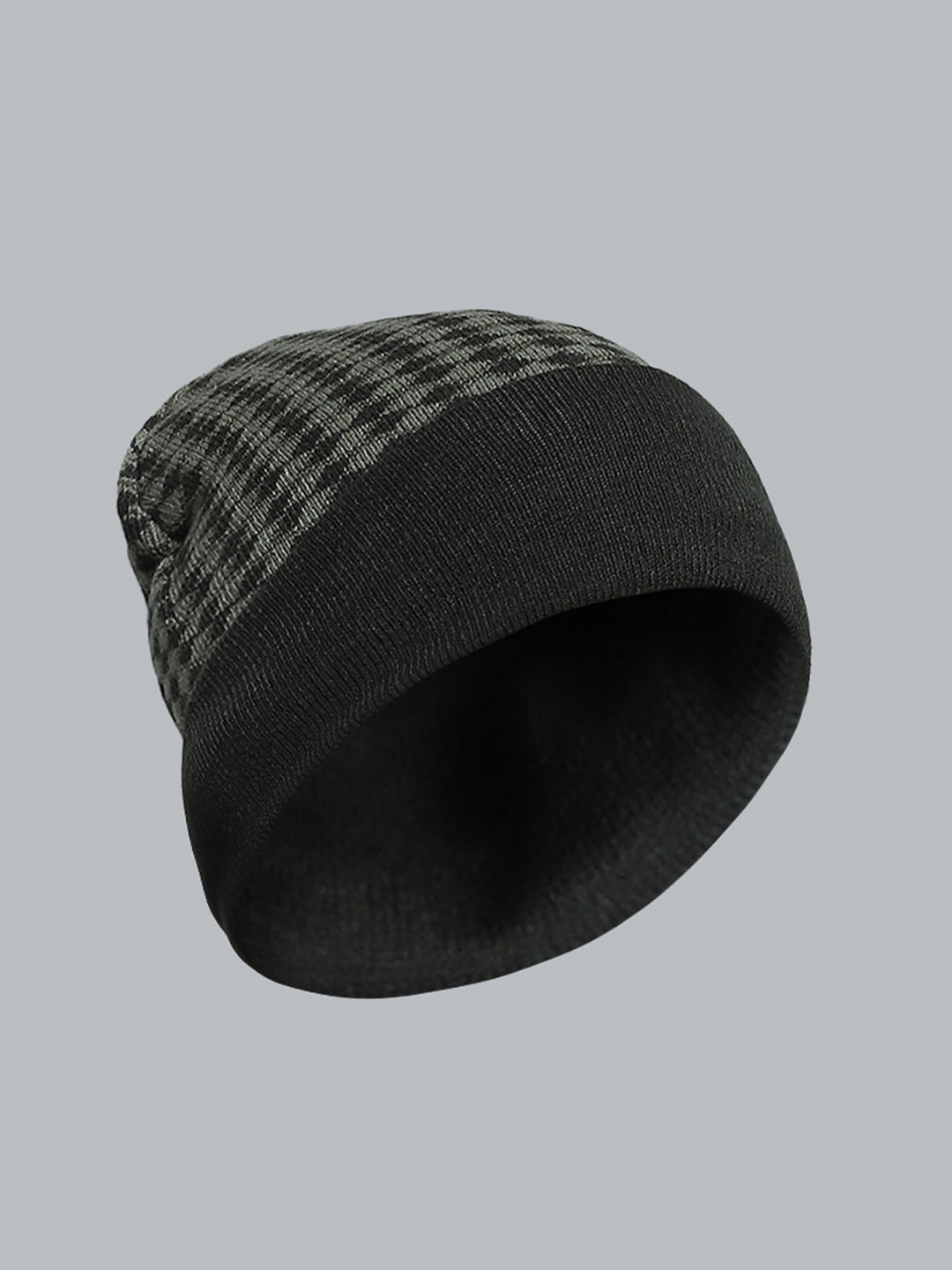 Men Olive Self Design Cap