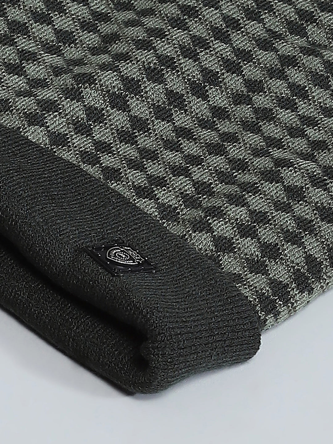 Men Olive Self Design Cap