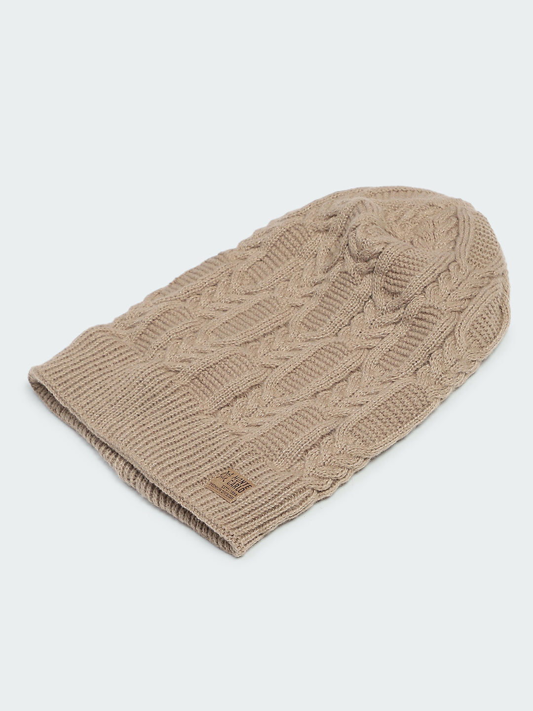 Men Beige Self Design Cap