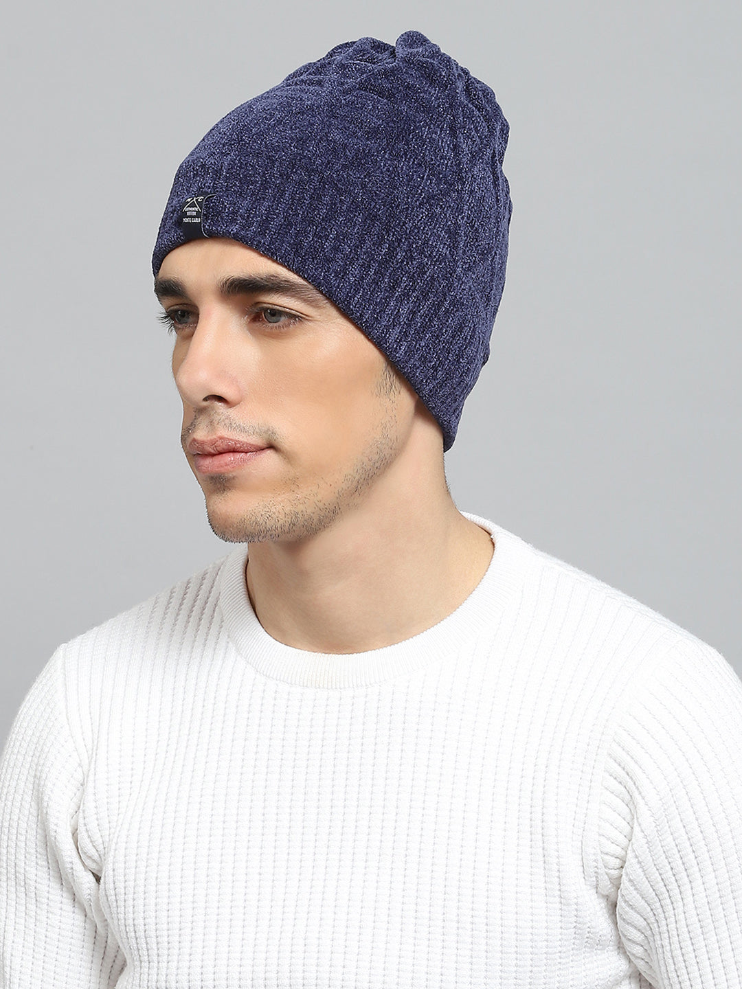 Men Navy Blue Solid Cap