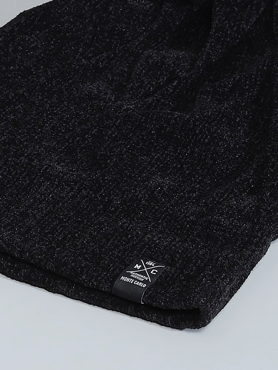 Men Black Self Design Cap