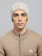 Men Beige Self Design Cap