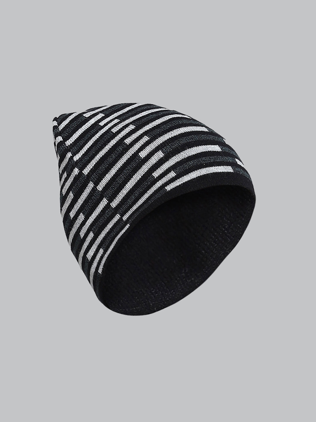 Men Black Self Design Cap