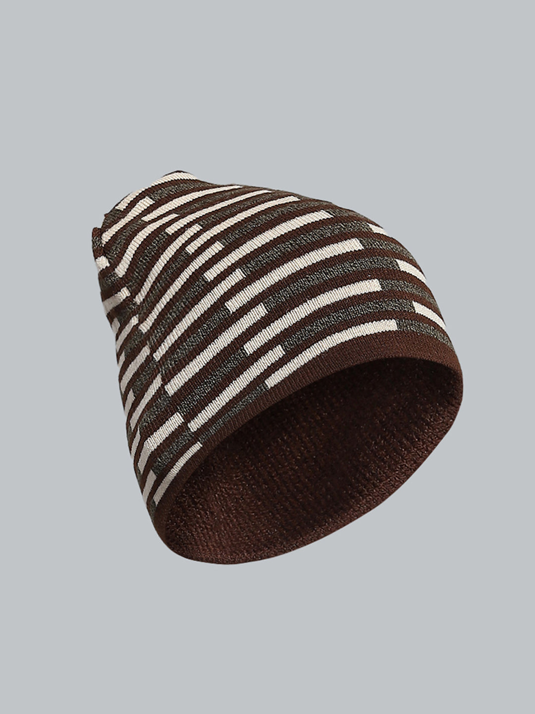 Men Brown Self Design Cap