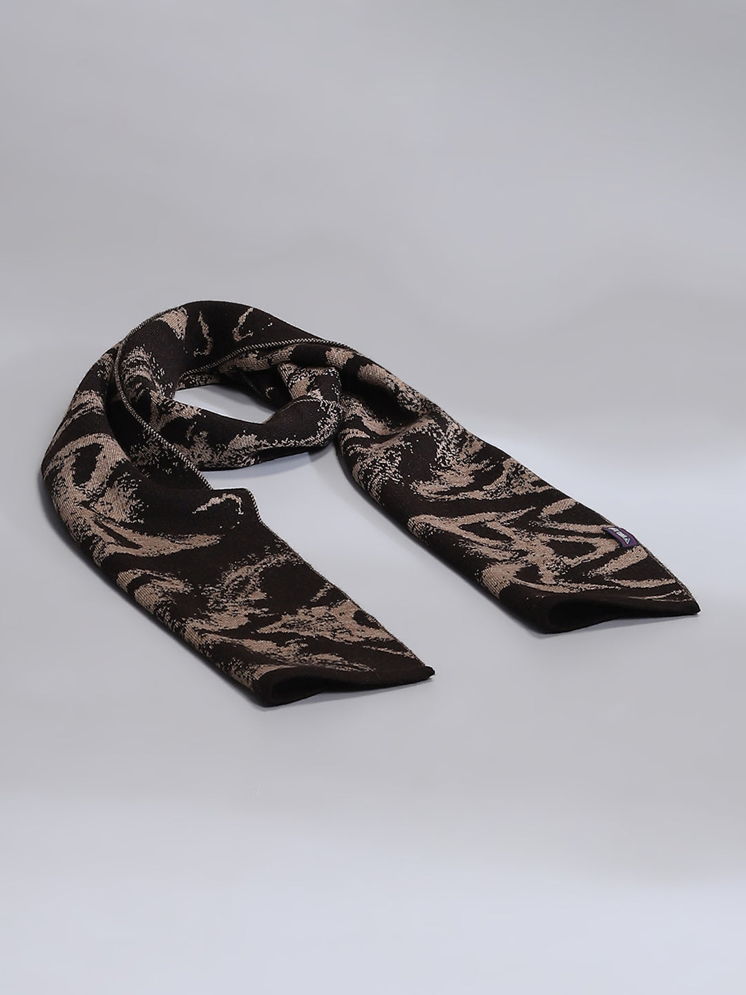 Men Brown Self Design Muffler