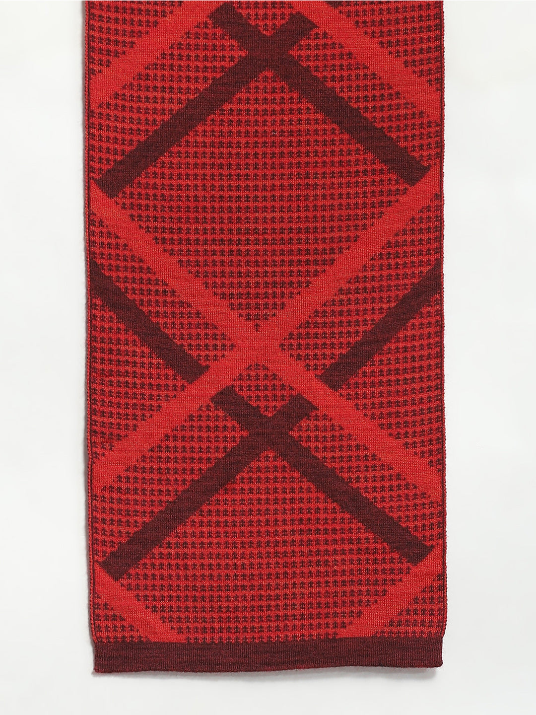 Men Red Self Design Muffler