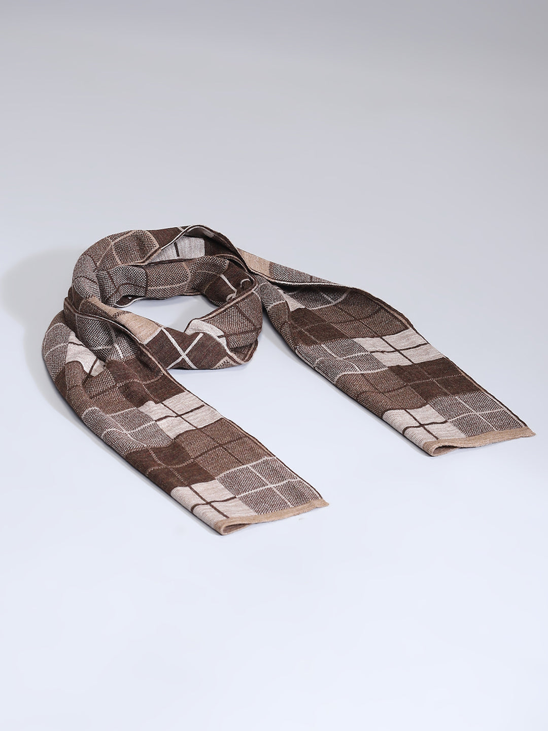 Men Brown Self Design Muffler