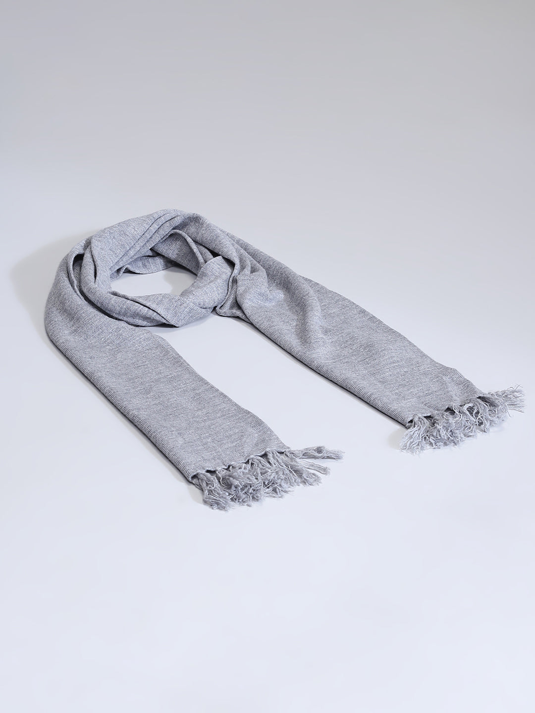 Men Grey Self Design Muffler