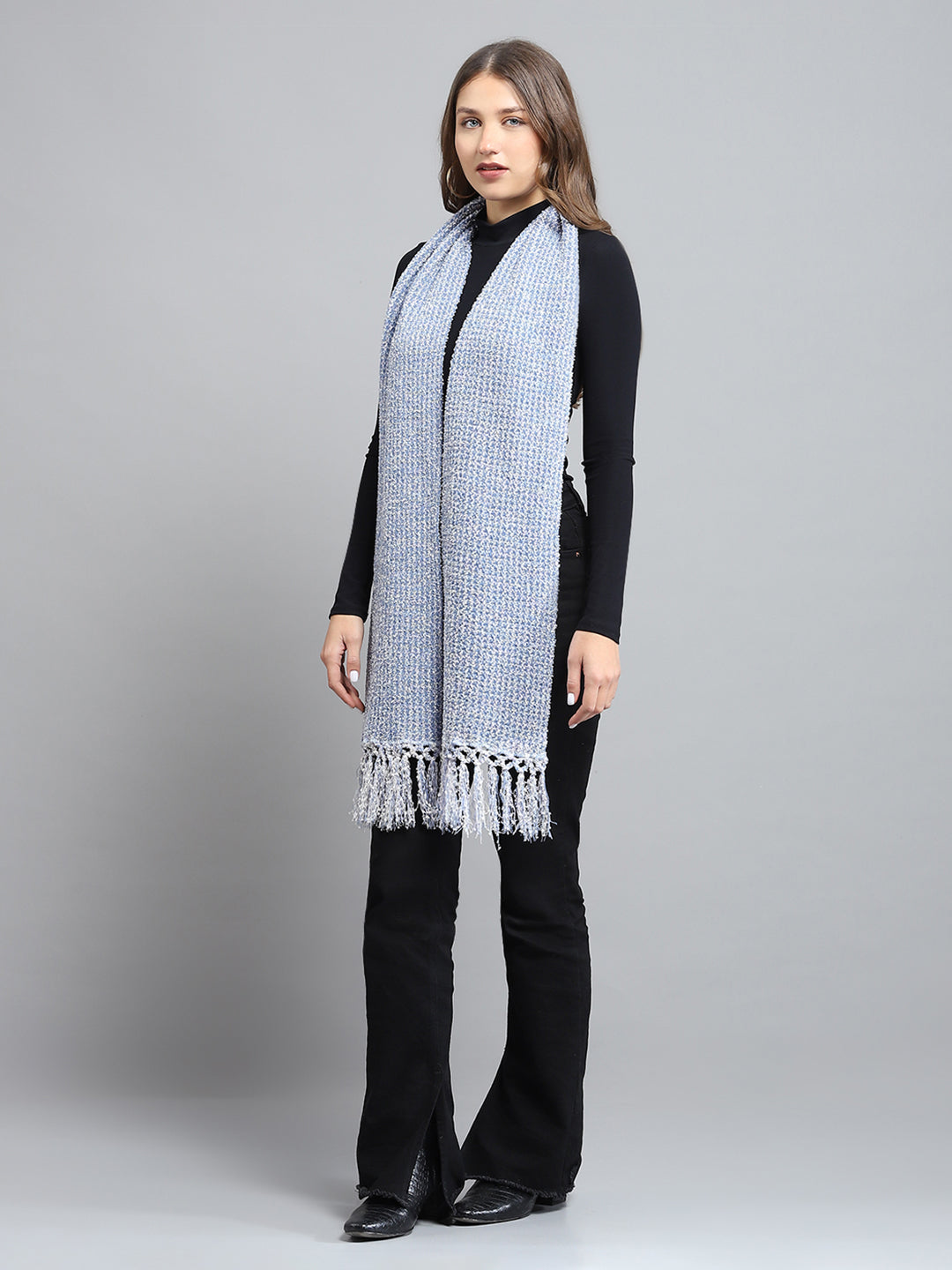 Women Blue Self Design Muffler