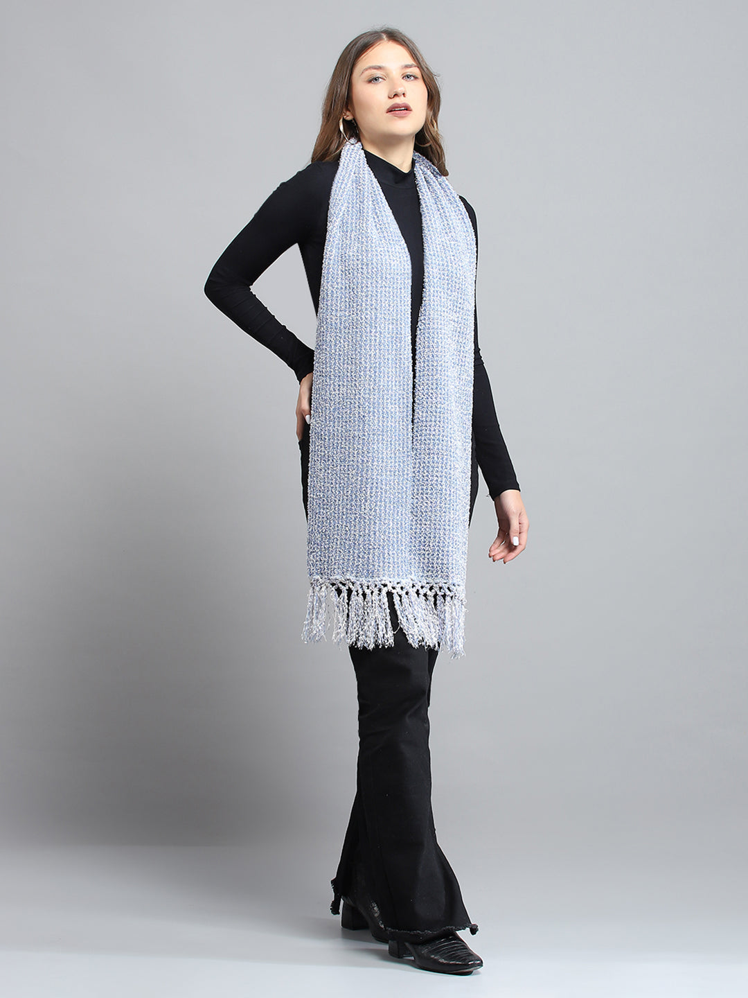 Women Blue Self Design Muffler