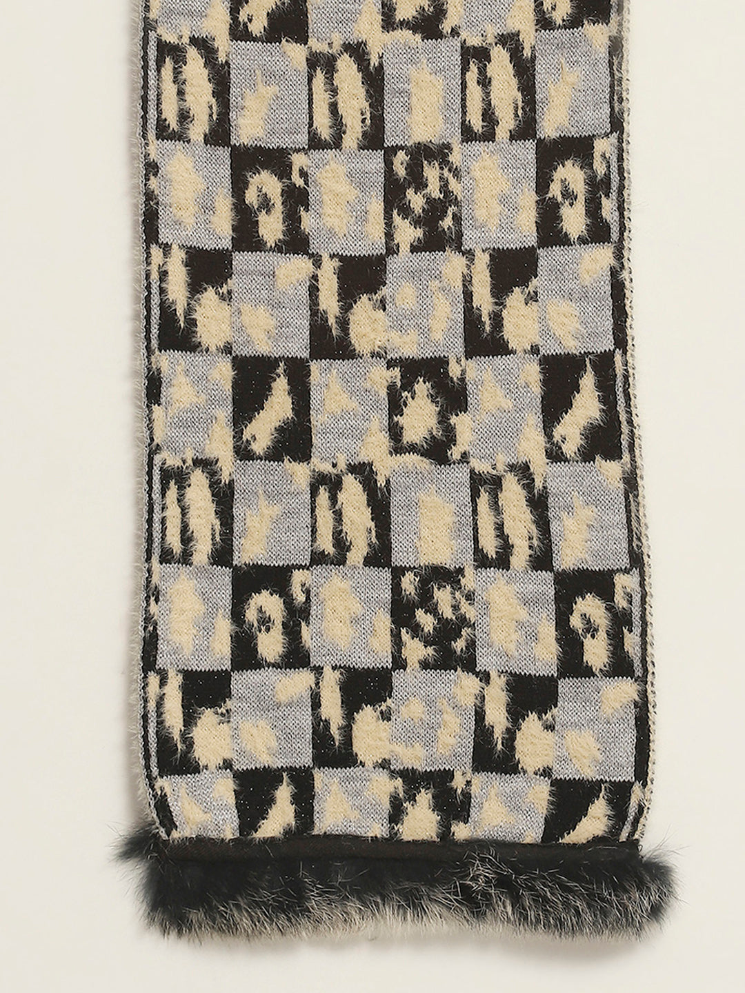 Women Black & Grey Self Design Muffler