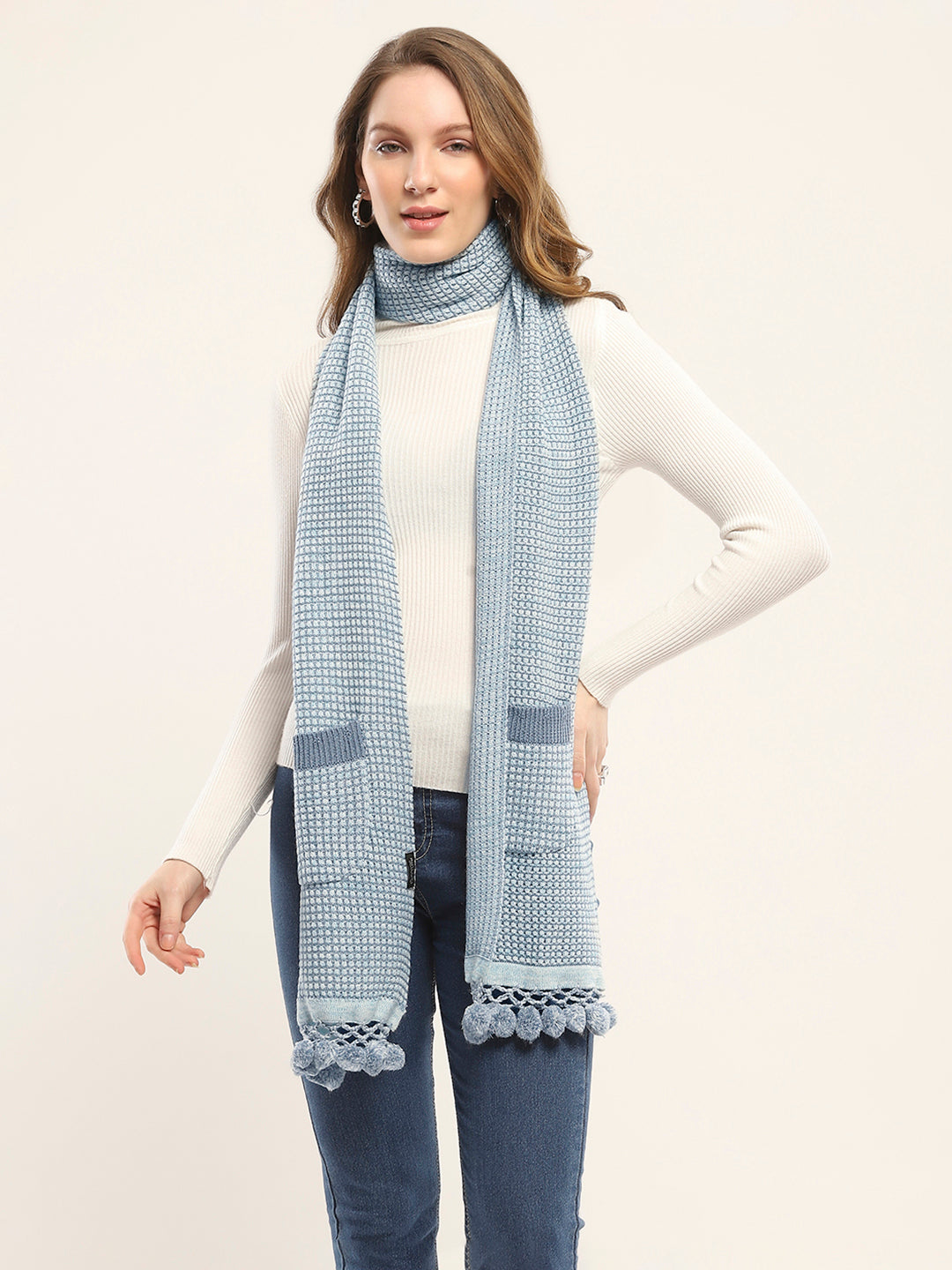 Women Green Self Design Muffler