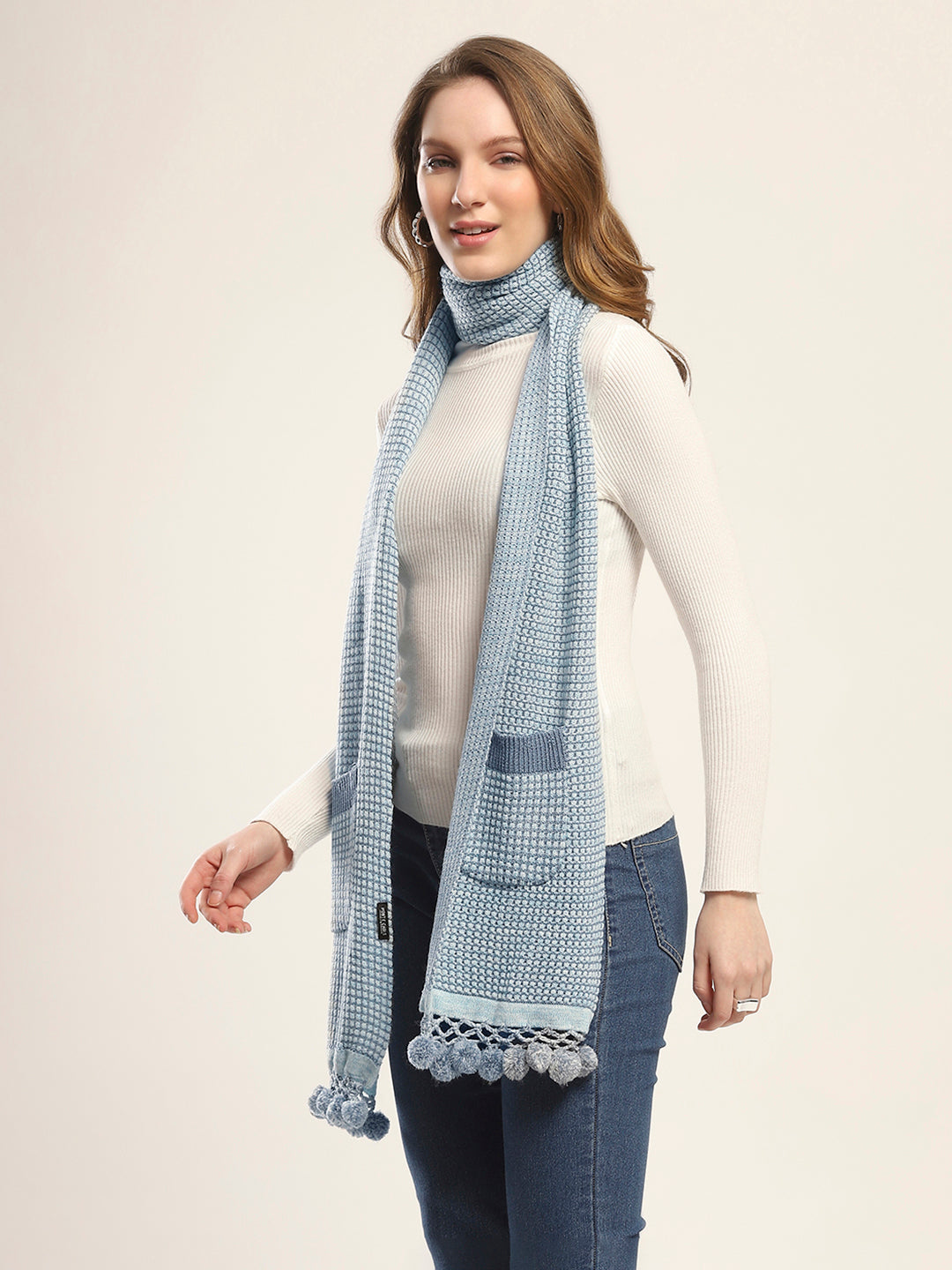 Women Green Self Design Muffler