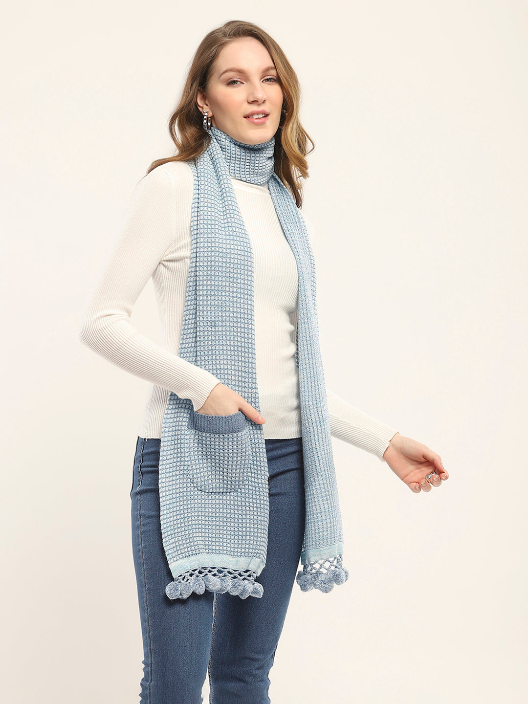 Women Green Self Design Muffler