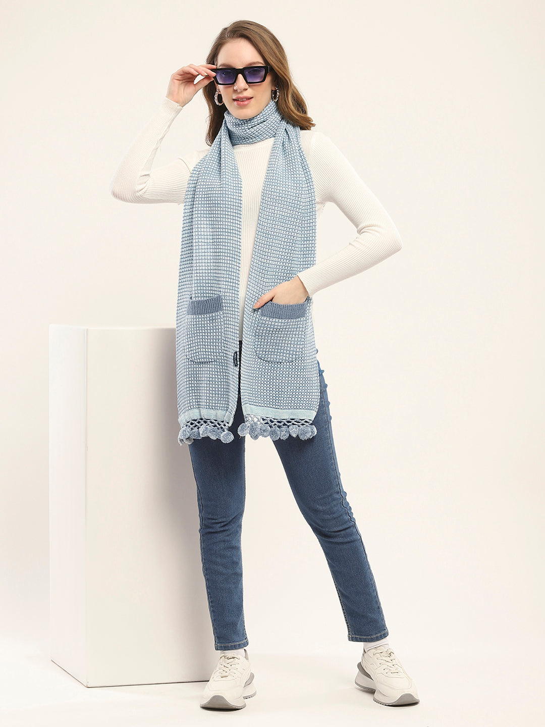 Women Green Self Design Muffler