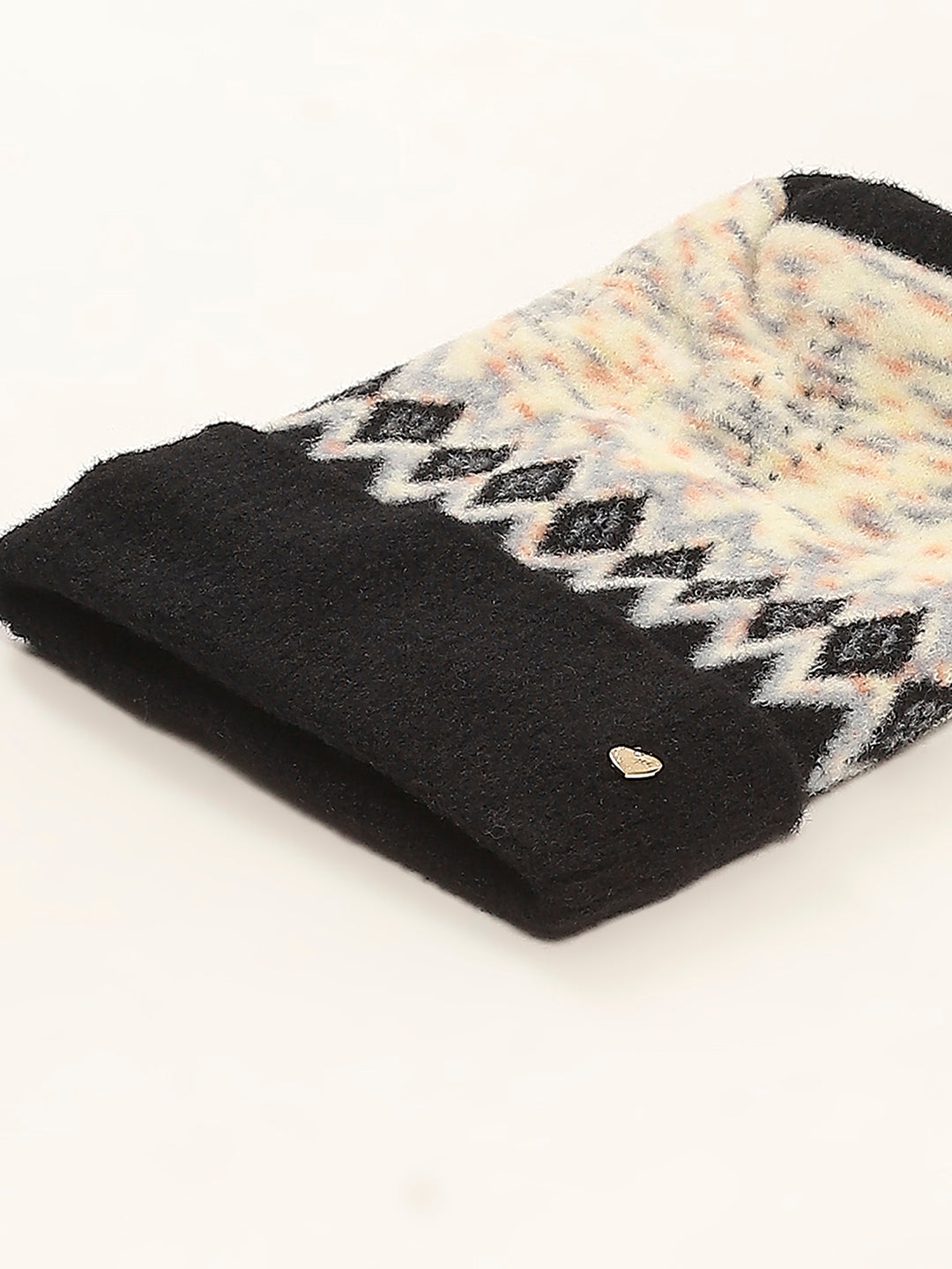 Women Black Self Design Cap