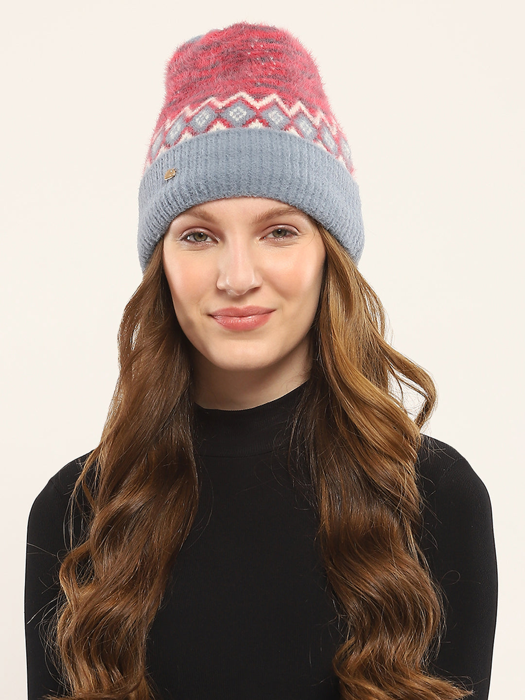 Women Blue Self Design Cap