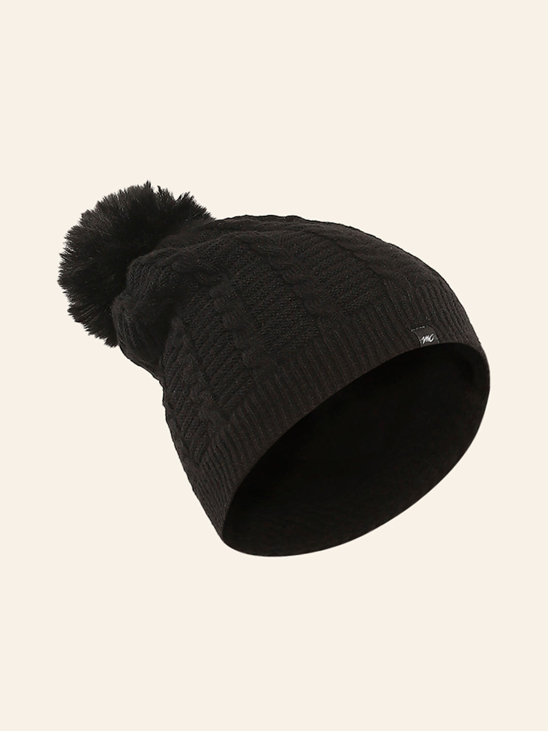 Women Black Self Design Cap