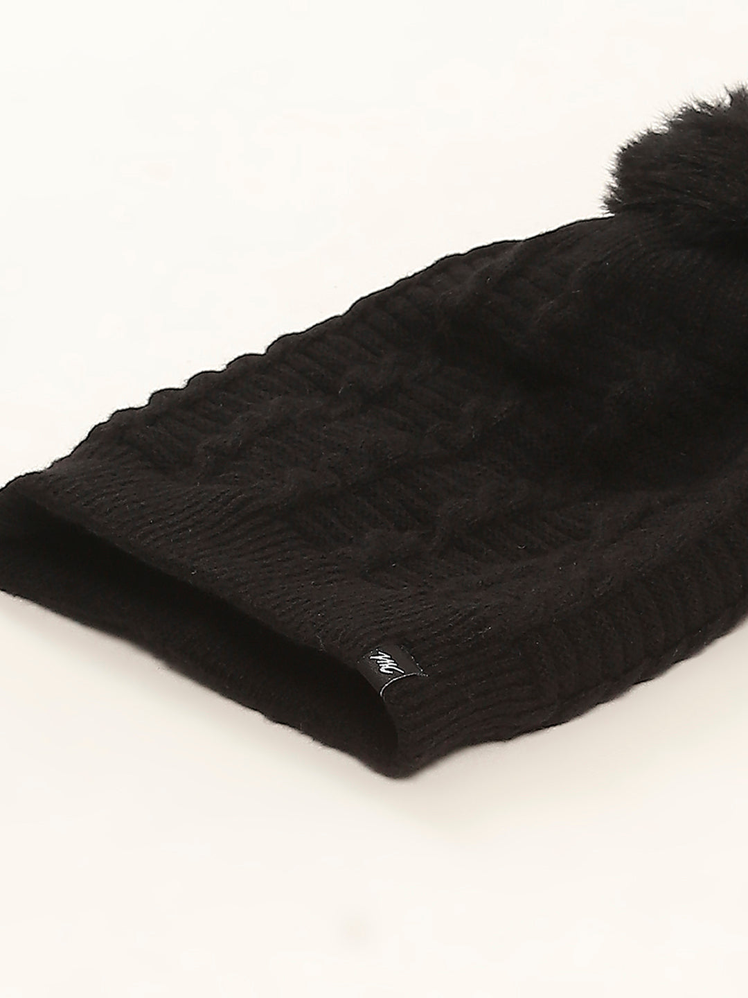 Women Black Self Design Cap