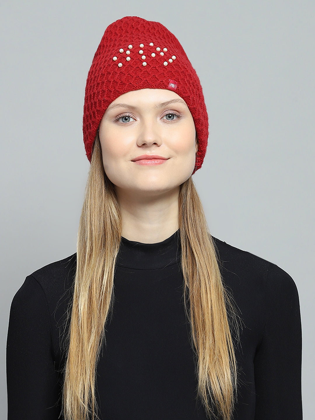 Women Maroon Self Design Cap