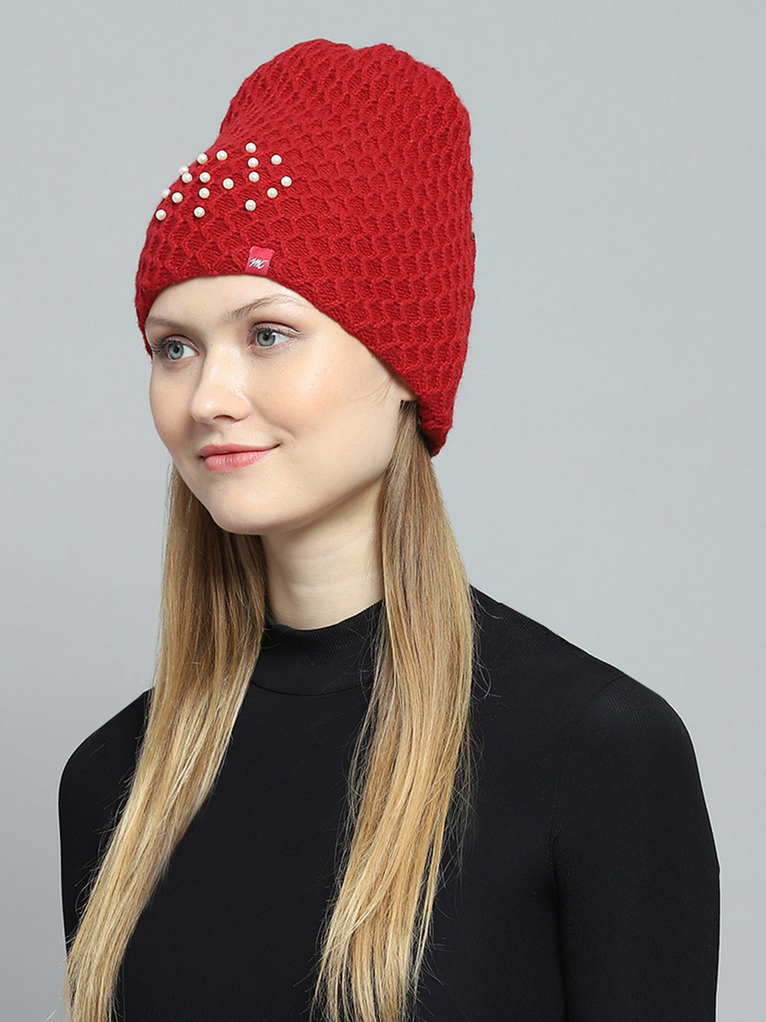 Women Maroon Self Design Cap