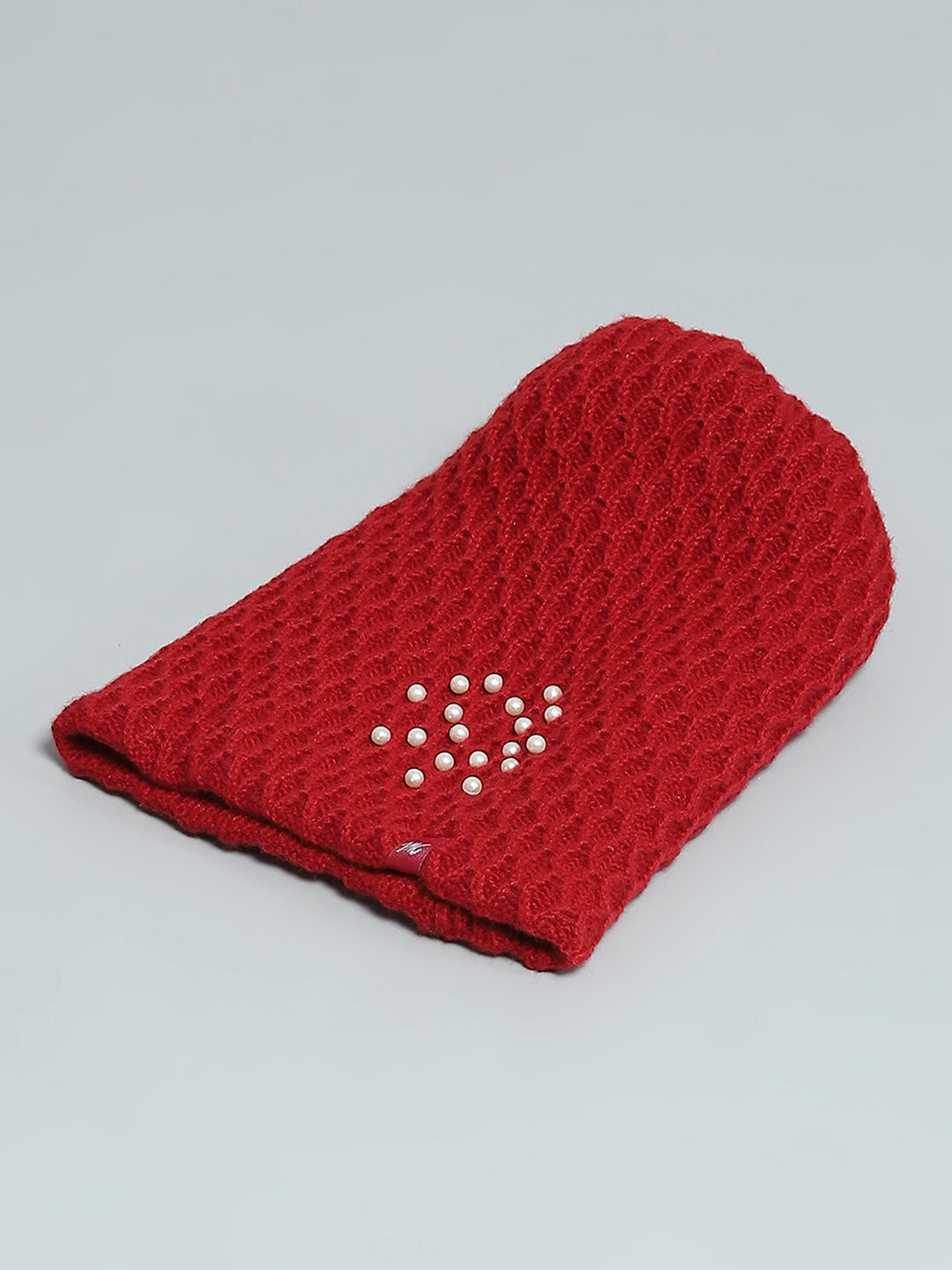 Women Maroon Self Design Cap