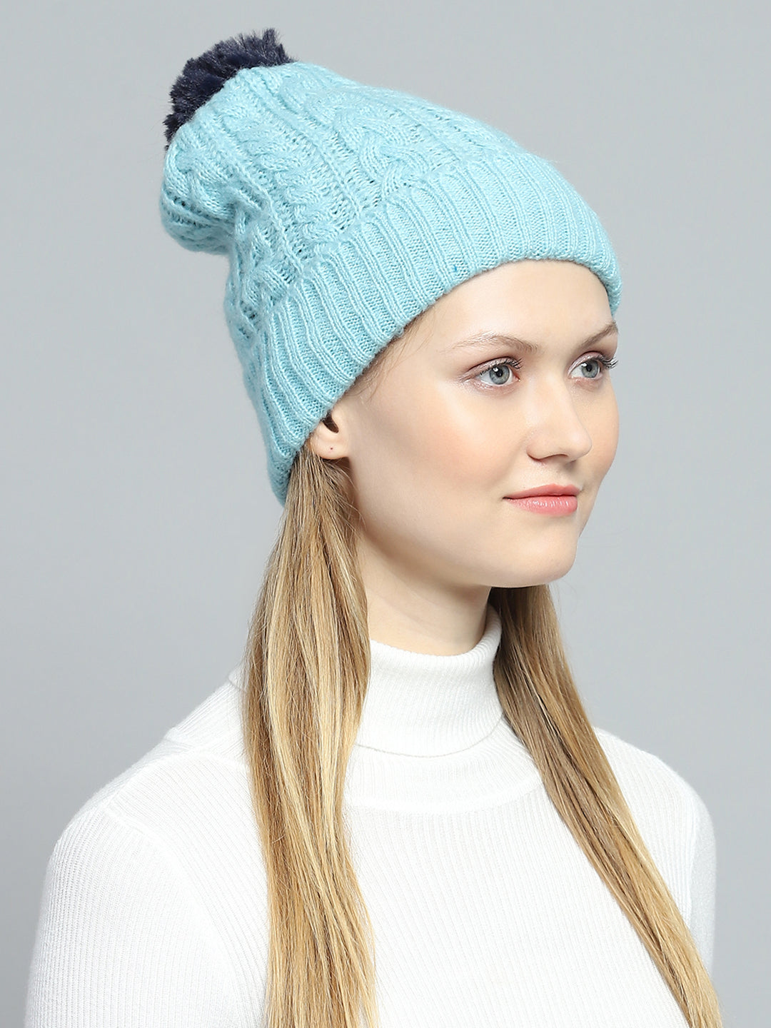 Women Blue Self Design Cap