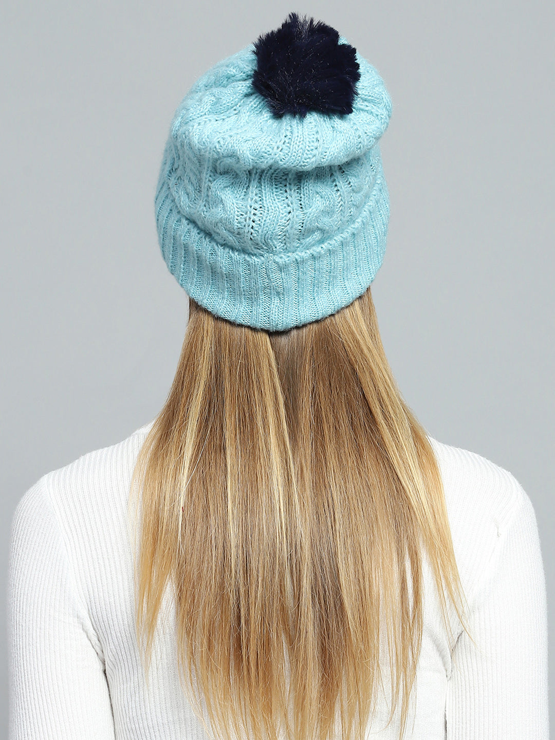 Women Blue Self Design Cap