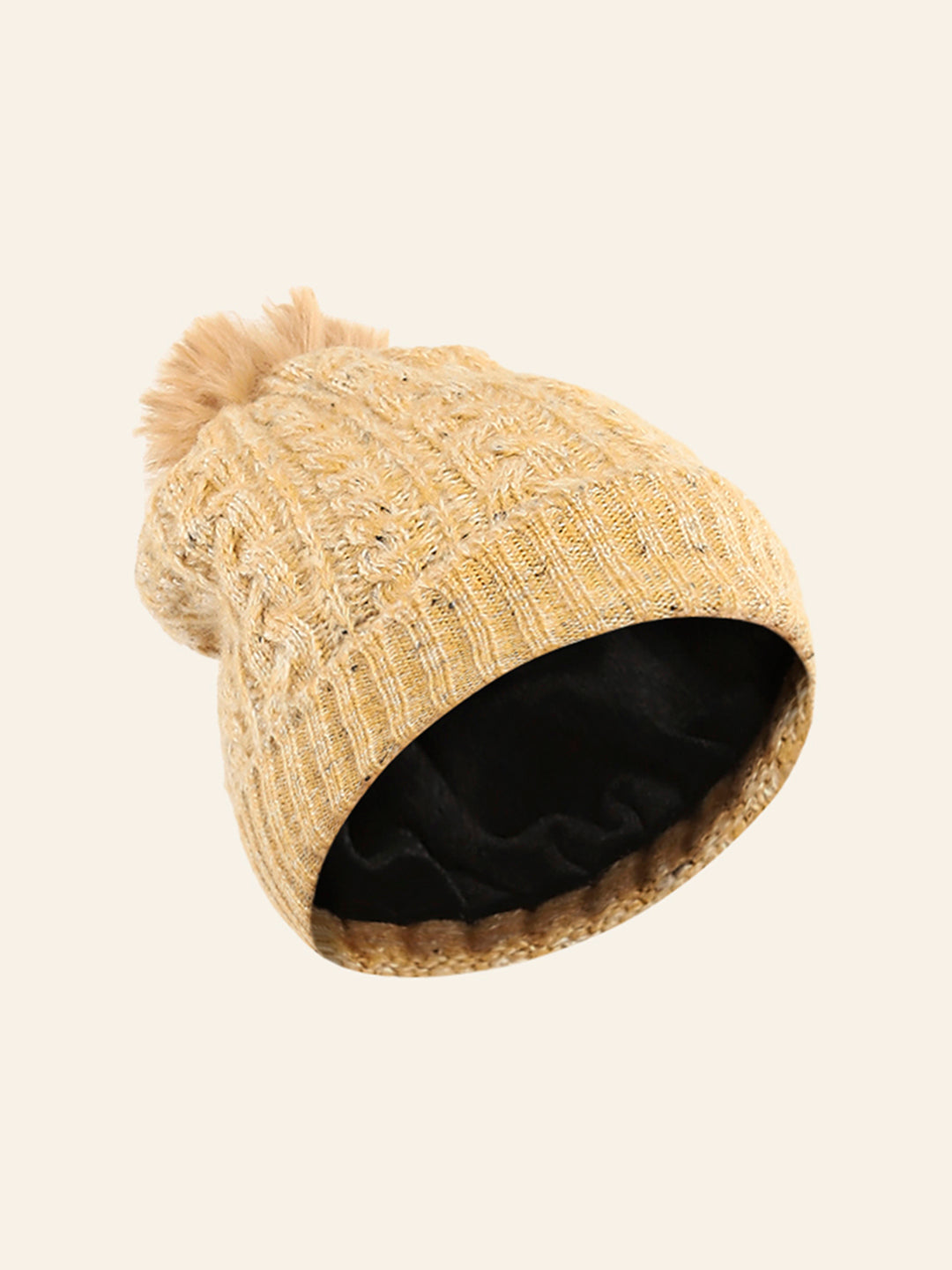 Women Cream Self Design Cap