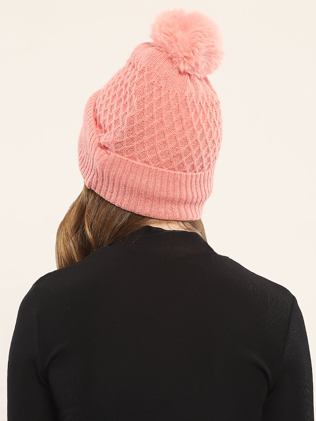 Women Pink Self Design Cap