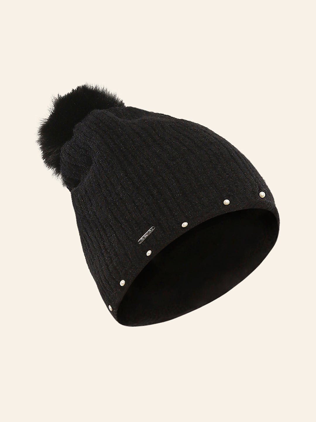 Women Black Self Design Cap