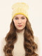 Women Yellow Self Design Cap