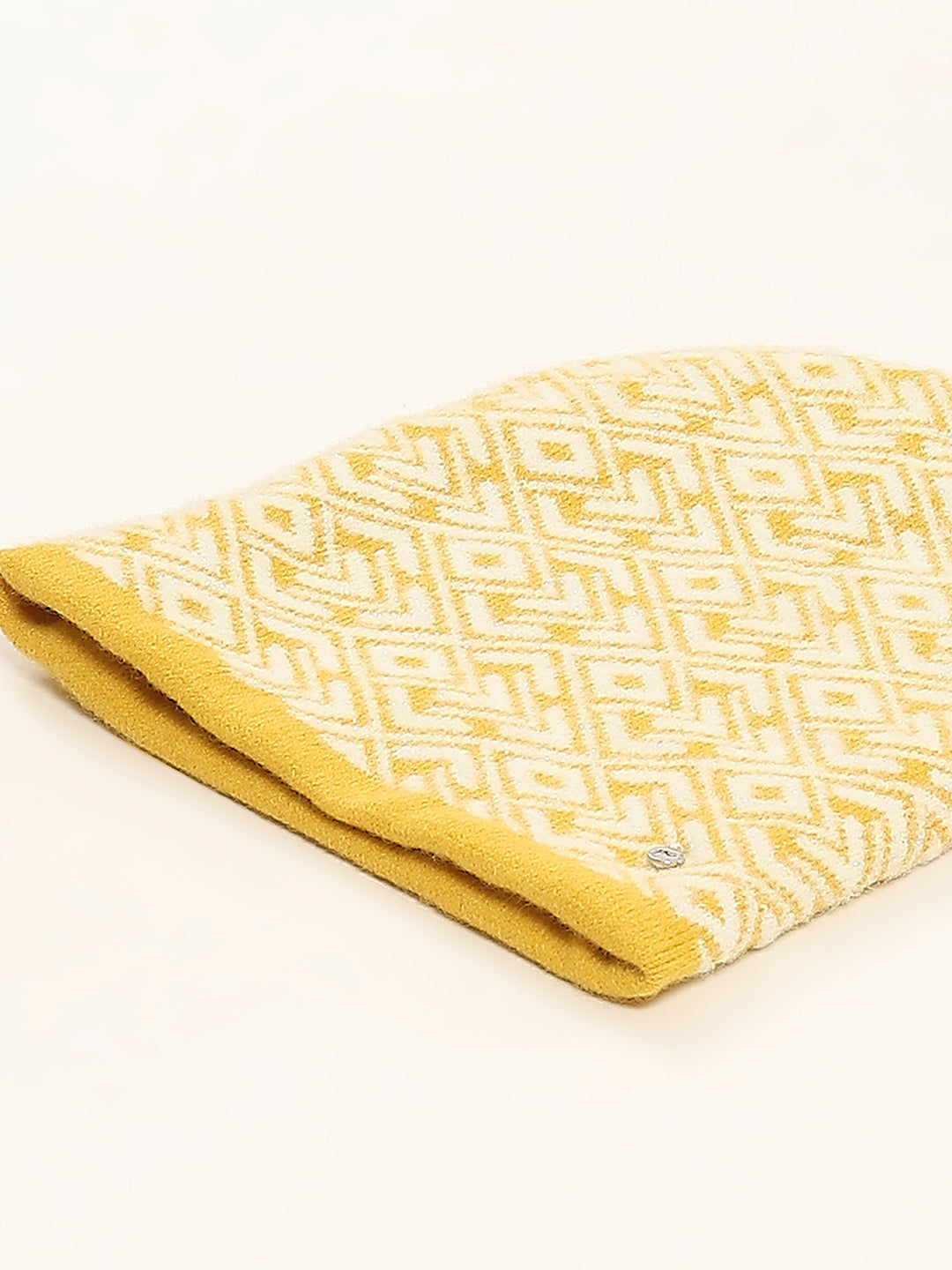 Women Yellow Self Design Cap