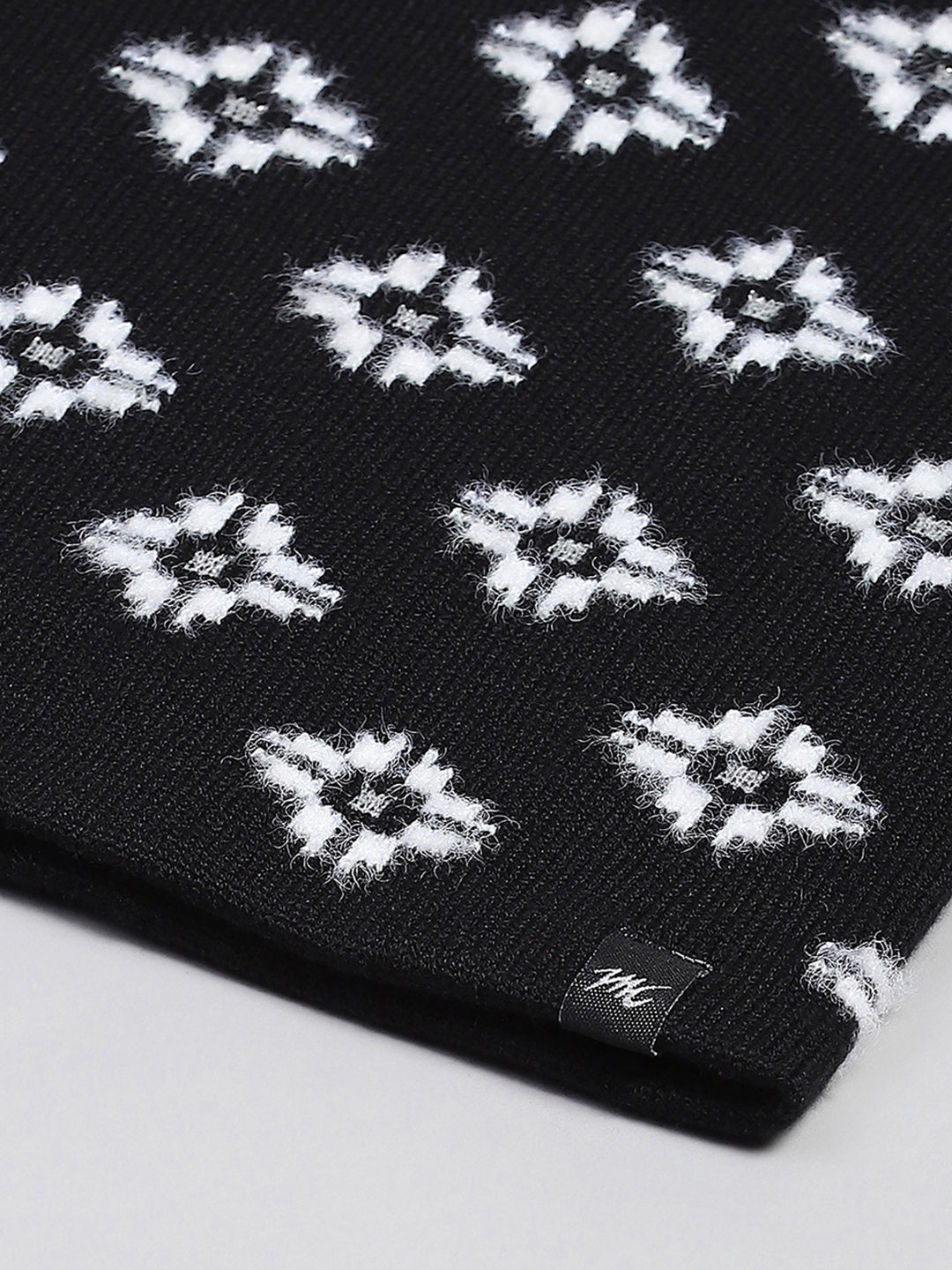 Women Black Self Design Cap