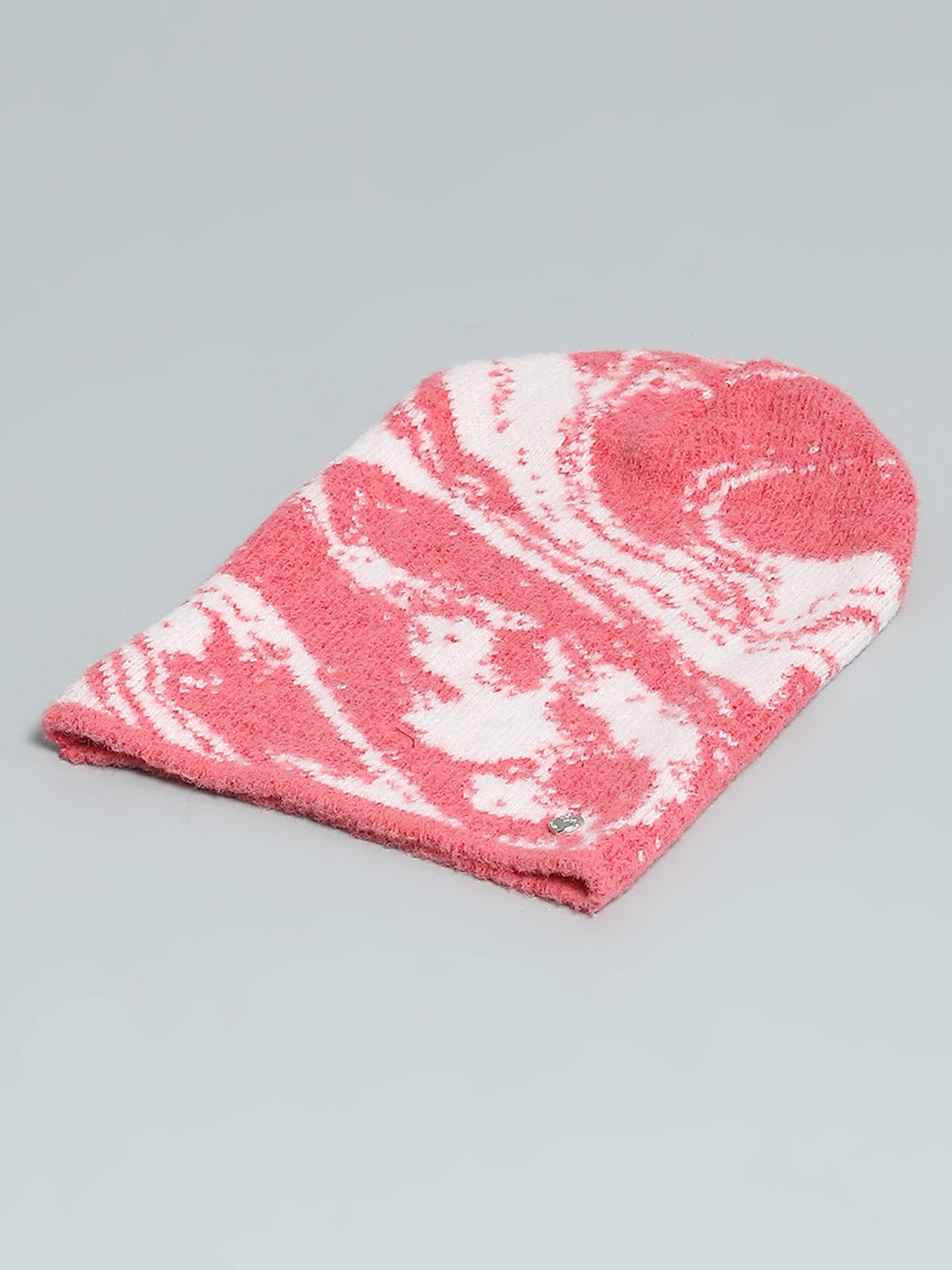 Women Pink & White Self Design Cap