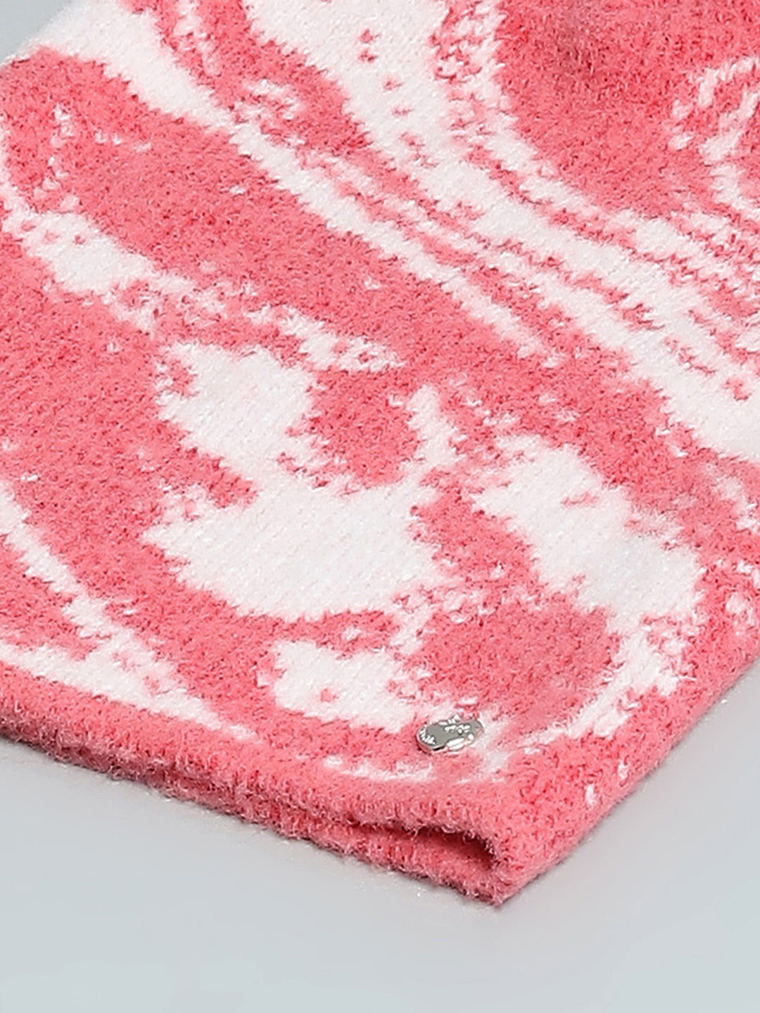 Women Pink & White Self Design Cap