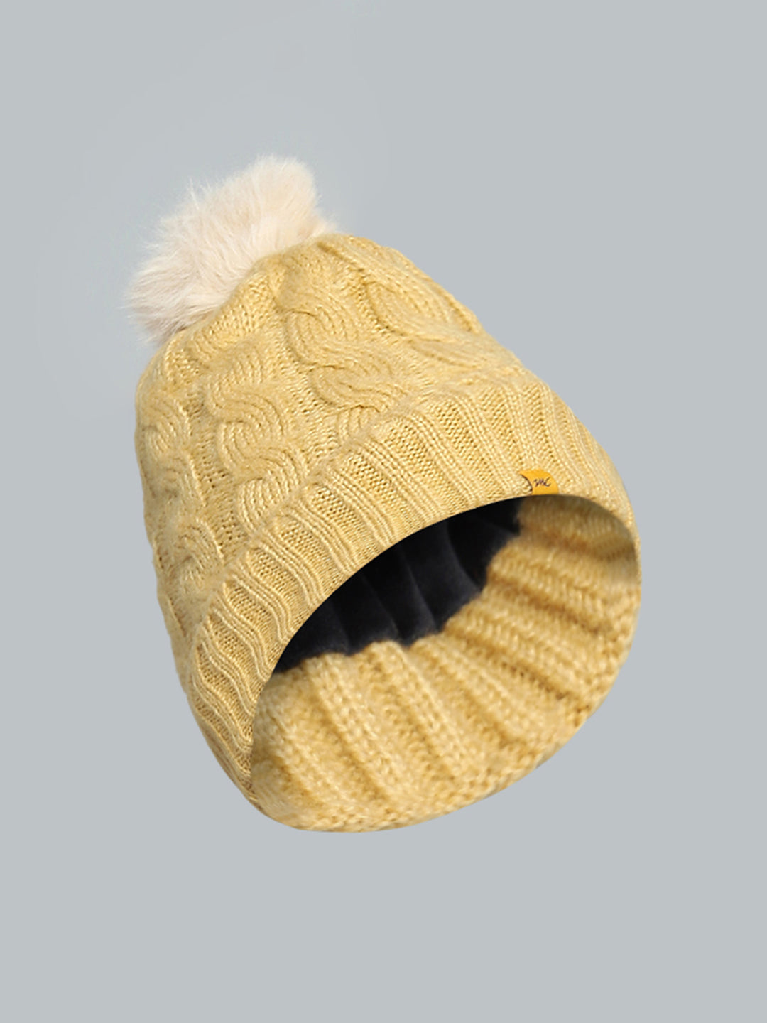 Women Yellow Self Design Cap