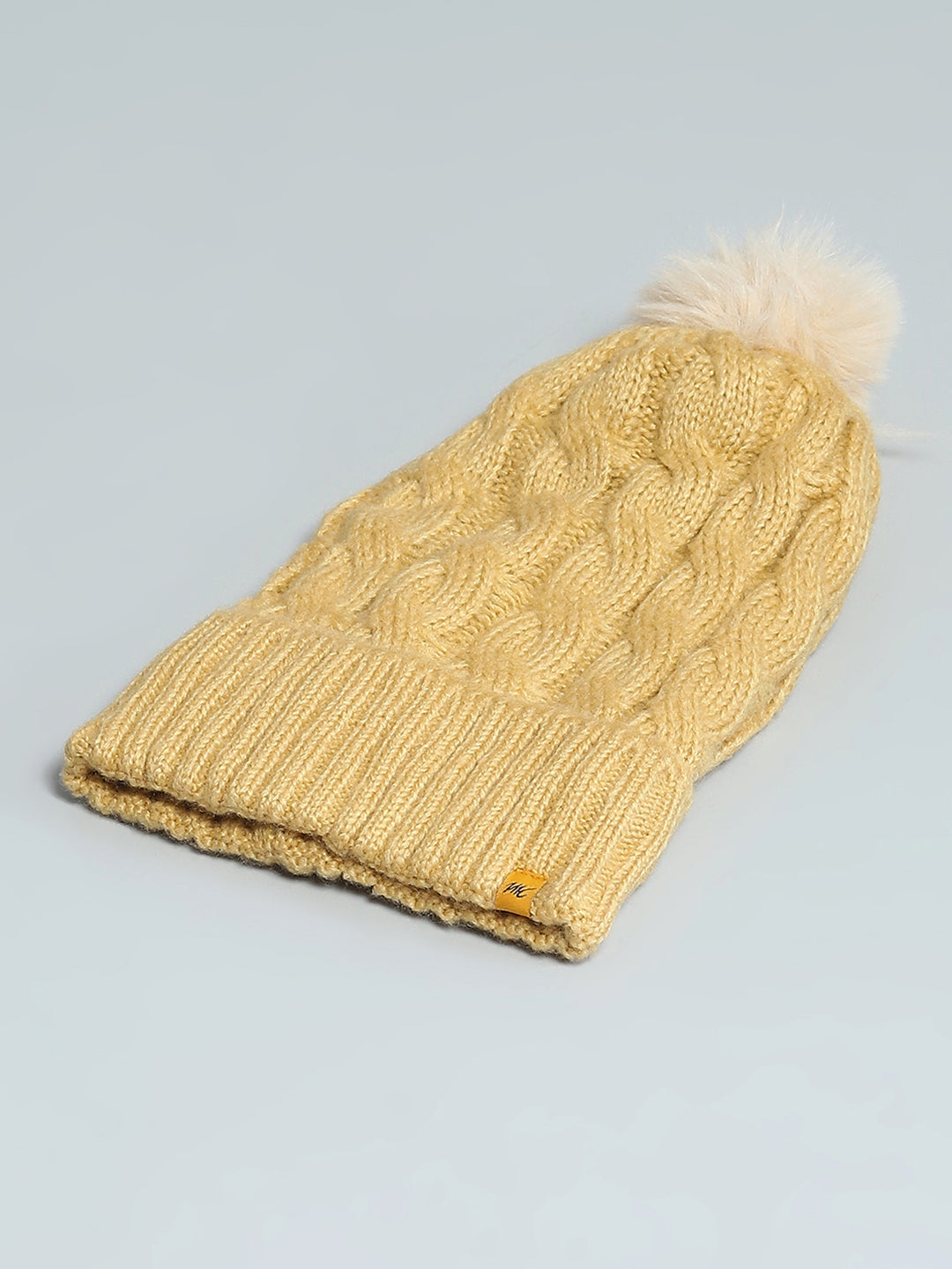 Women Yellow Self Design Cap