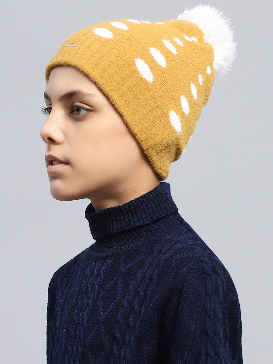 Kids Mustard Self Design Cap